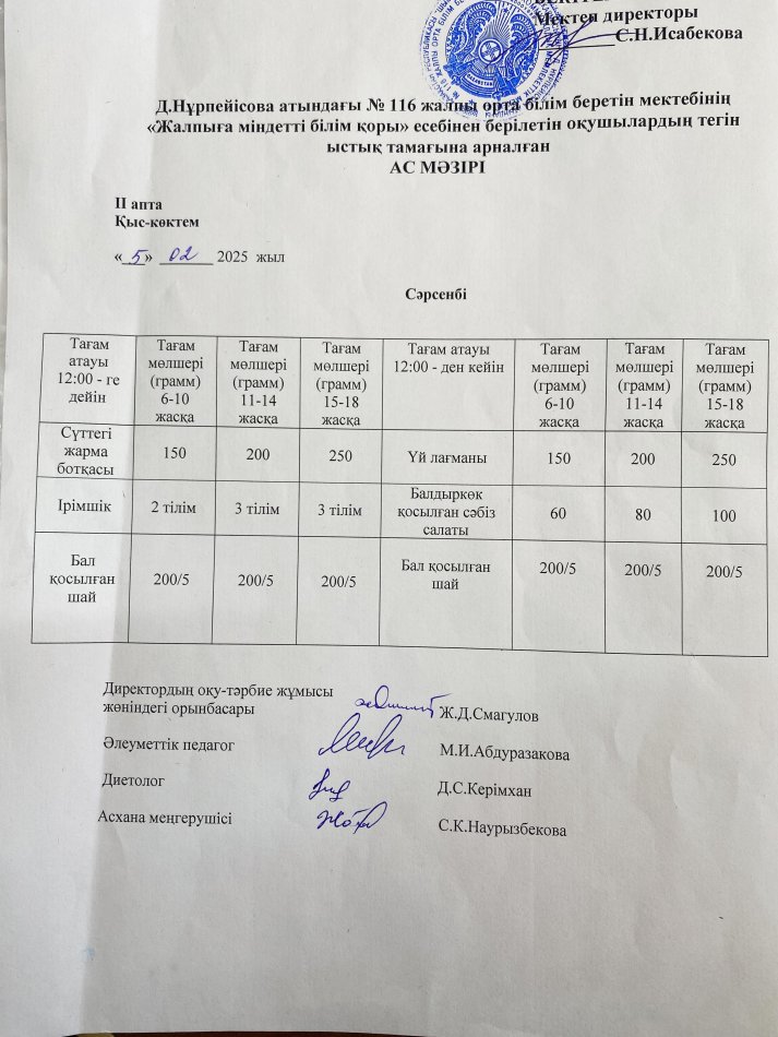 Ас мәзірі