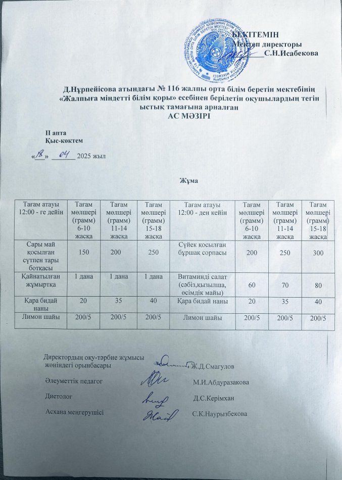 Ас мәзірі